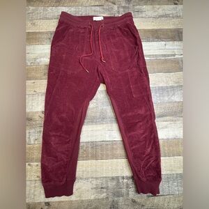 Anthropologie Corduroy Jogger Pants Maroon Red Crop Ankle women’s size xs
